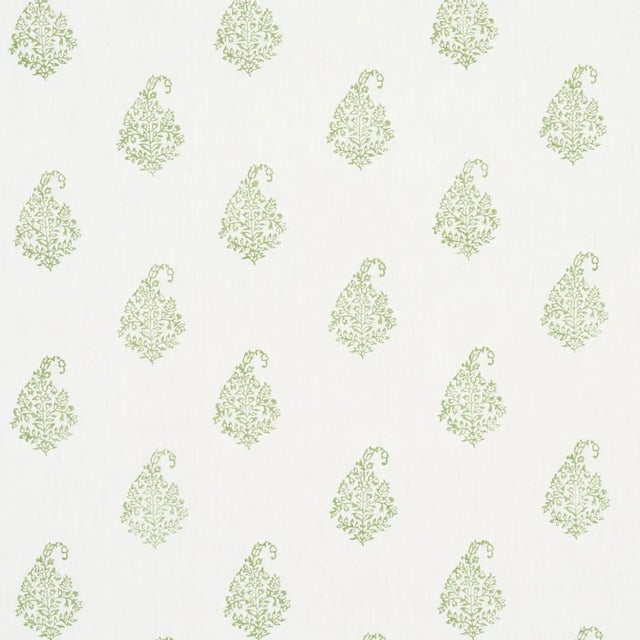 SAMPLE - Schumacher Kerala Paisley Fabric In Leaf For Sale