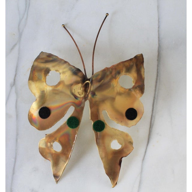 Metal Mid-Century Brutalist Brass Butterfly Wall Hanging For Sale - Image 7 of 7