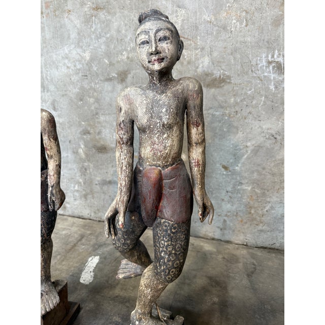 Late 20th Century Pair of Balinese Statues in Playful Tandem For Sale - Image 4 of 14