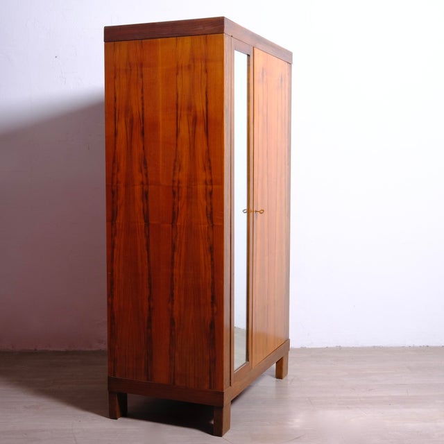 Italian Oak Wardrobe with Mirror, 1930s For Sale - Image 6 of 13