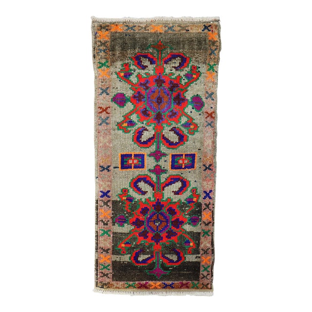 Early 21st Century Quirky Mini Turkish Mat Rug - 1'5" x 2'10" For Sale