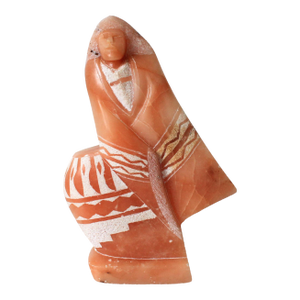 Vintage Hand-Carved Native American Navajo Orange Alabaster Stone Sculpture