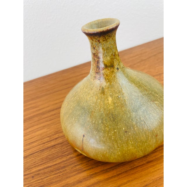 1970s Vintage 1970s Handmade Stoneware Studio Pottery Low Bud / Weed Vase For Sale - Image 5 of 8