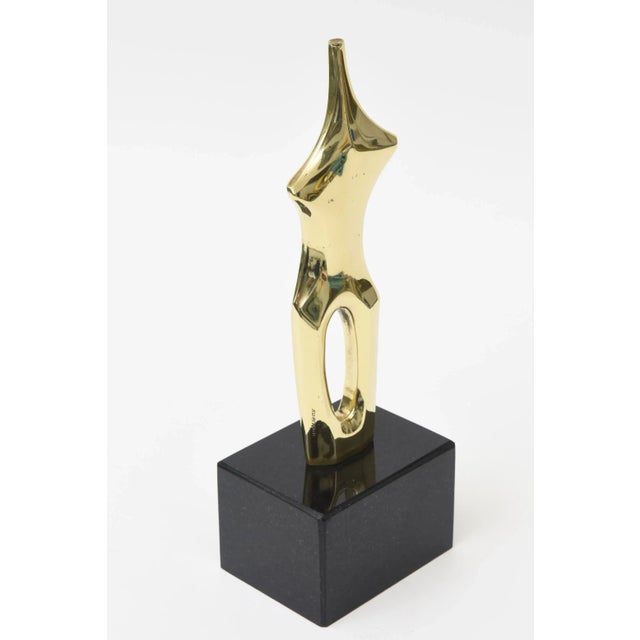 Abstract Vintage Bronze Abstract Female Sculpture by Roberval on Black Granite Base For Sale - Image 3 of 11