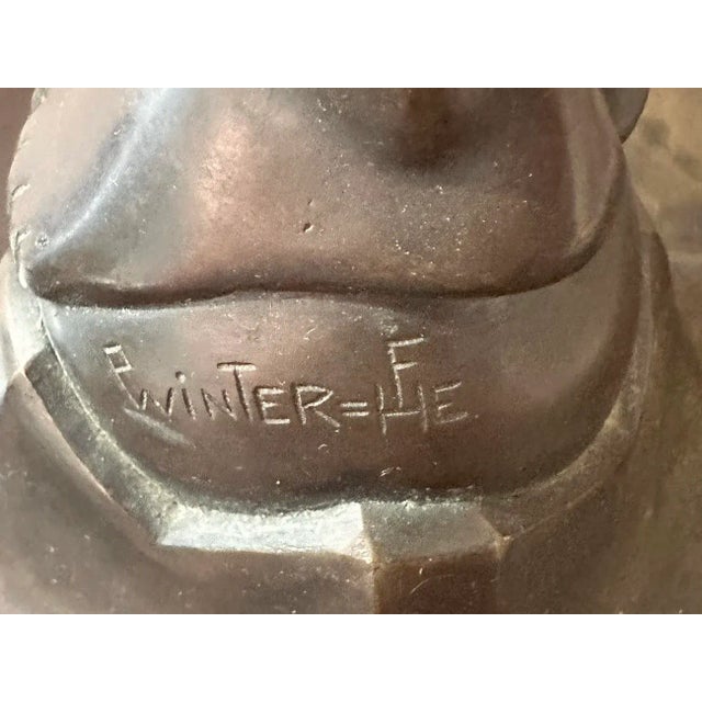 Peter Winter-Heidingsfeld, Large Art Nouveau Standing Mirror with a Naked Youth, Bronze, Around 1900 For Sale - Image 9 of 10