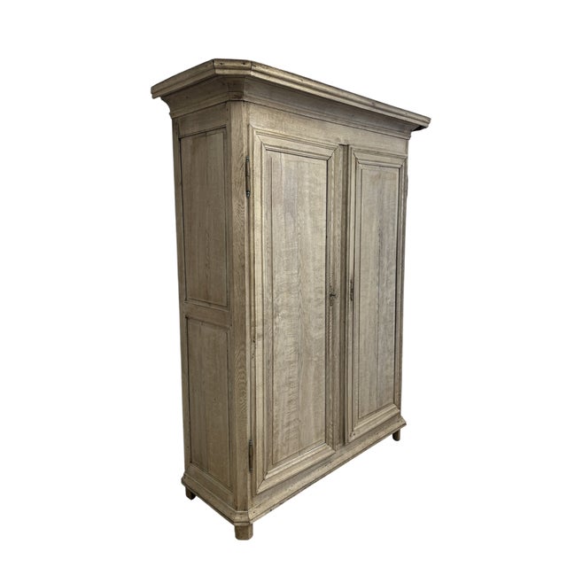 Farmhouse Antique French Provincial Farmhouse Weathered Wood Armoire For Sale - Image 3 of 9