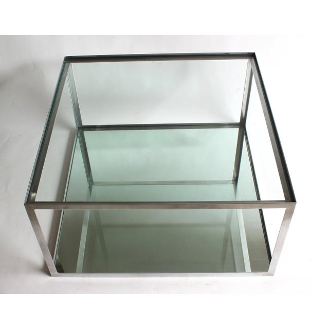 1970s Two-Tier Aluminum Coffee Table For Sale - Image 5 of 11