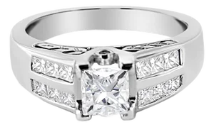 14K White Gold 1 1/4 Cttw Princess Cut Diamond Channel Set Engagement Ring (H-I Color, SI1-SI2 Clarity) - Ring Size 7