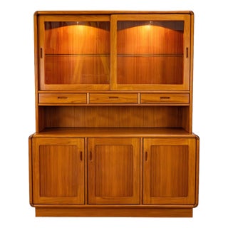 Sun Cabinet Teak Hutch Display Cabinet Credenza Mid Century Modern Lighted For Sale