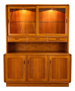 Sun Cabinet Teak Hutch Display Cabinet Credenza Mid Century Modern Lighted
