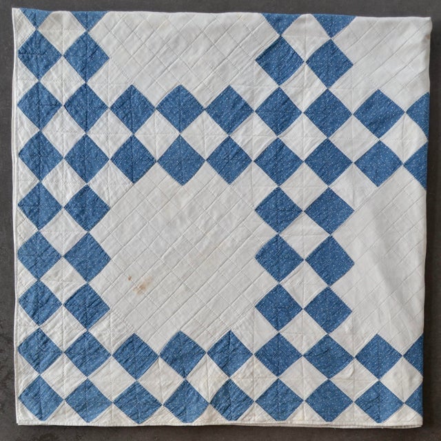 1940s 1940s Indigo and White Double Irish Chain Antique Quilt - For Sale - Image 5 of 10