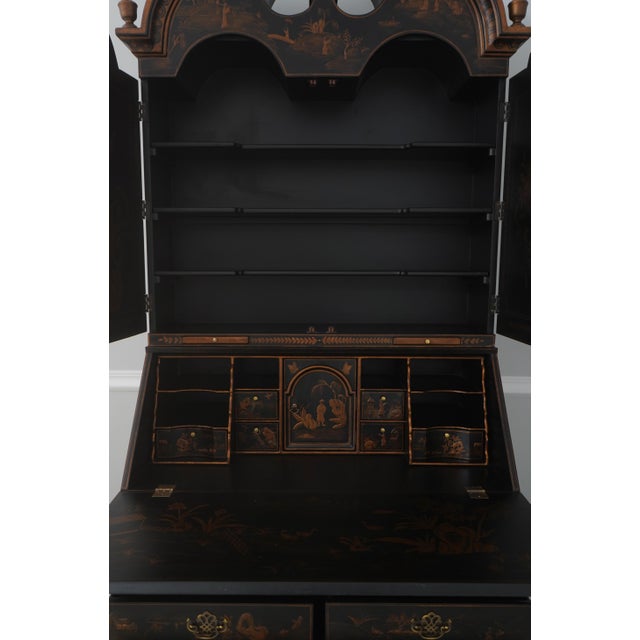 Wood Harden Black Painted Chinoiserie Secretary Desk For Sale - Image 7 of 18