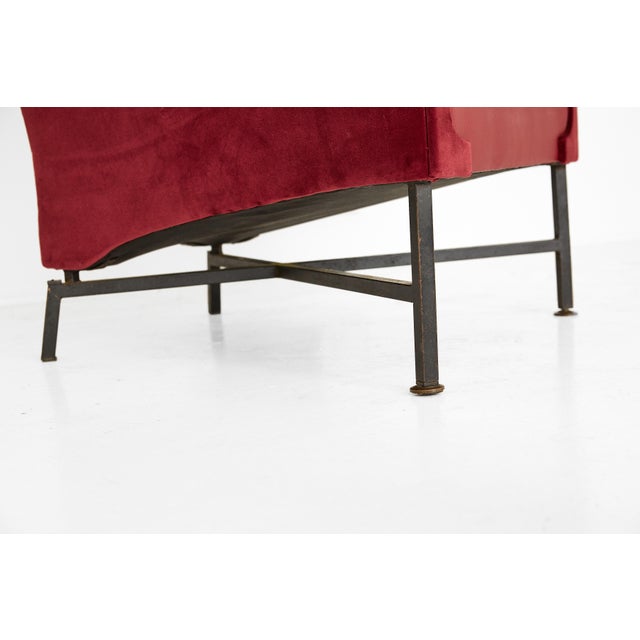 Italian Mid-Century Vinyl and Velvet Lounge Chair With Iron X-Base For Sale - Image 17 of 17