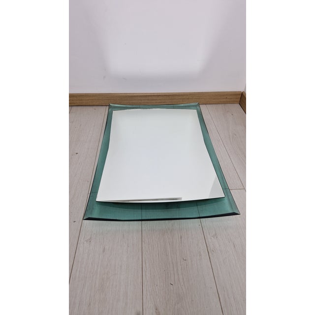 Mid-Century Modern Mirror in Aqua Green Glass, 1960s For Sale - Image 3 of 13