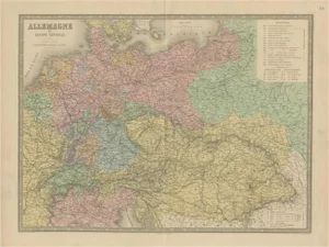 Antique Map of Germany and Central Europe by Andriveau-Goujon, 1865