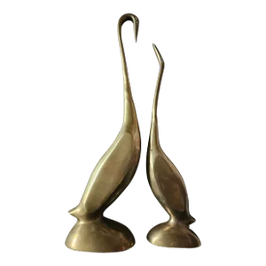 Vintage Mid 20th Century Modernist Brass Birds - Pair