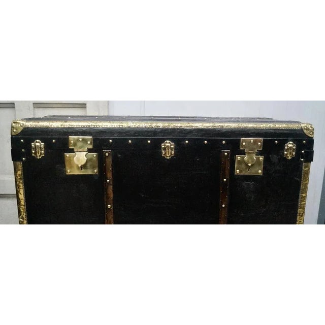 Metal Victorian Oiled Canvas Travel Trunk, 1880s For Sale - Image 7 of 11