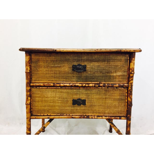 Antique Scorched Bamboo & Grasscloth Dresser Chest Chairish