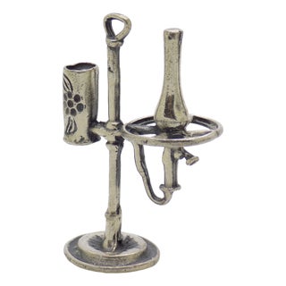 Vintage Italian Handmade Silver Oil Lamp Figurine, 1970s For Sale