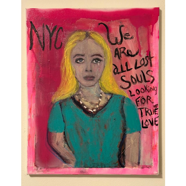 A signed painting about expressive self expression. Text with a message on canvas signed and dated but the artist. 16” X 20”