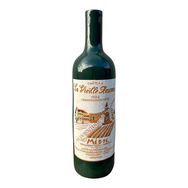 Vintage Decorative Ceramic Wine Bottle Chateau La Vielle Reserve. Circa 1990s For Sale