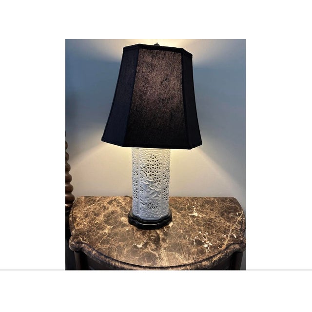 White Early 20th Century Blanc De Chine Table Lamp For Sale - Image 8 of 12