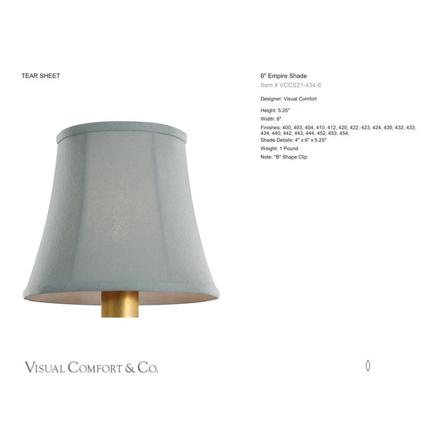 Visual Comfort Signature 6" Blue Linen Soft Empire Shade Designer: Visual Comfort Signature Height: 5.25" Base: Shade...