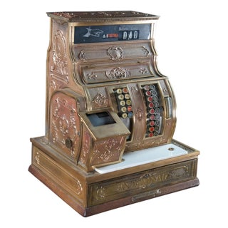 Antique 1919 Model 1059-G Brass NCR National Cash Register 23" For Sale