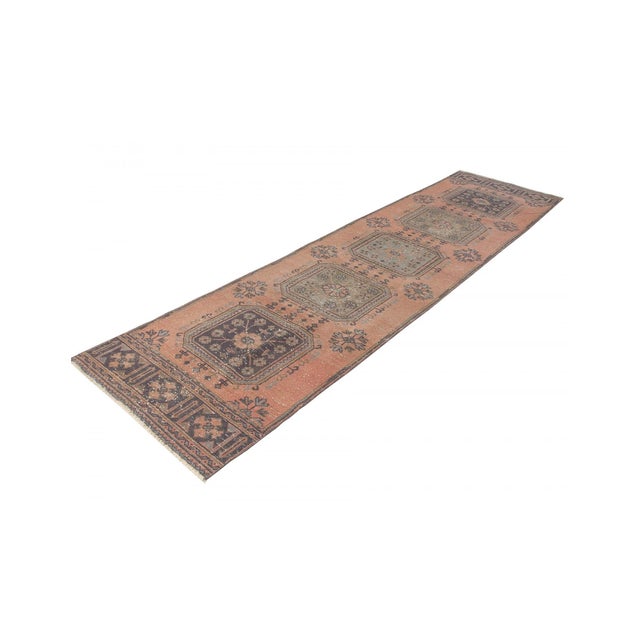 Mid-Century Modern Vintage Decorative Turkish Runner Rug - 2`11" X 11`8" For Sale - Image 3 of 6