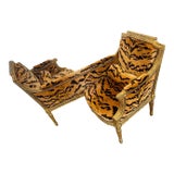 Vintage Tete a Tete Settee With Scalamandre Silk Velvet For Sale