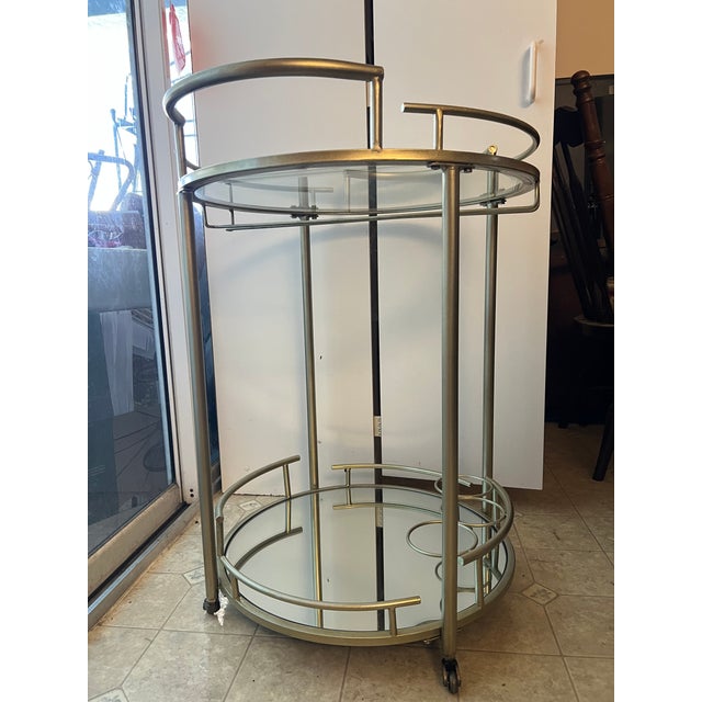 Late 20th Century Vintage Rolling 2 Tier Champagne Bar Cart For Sale - Image 5 of 10