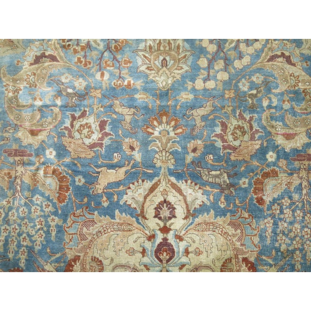 Textile Antique Zabihi Collection Animal Pictorial Persian Tabriz Rug - 9'2" x 12'7" For Sale - Image 7 of 10