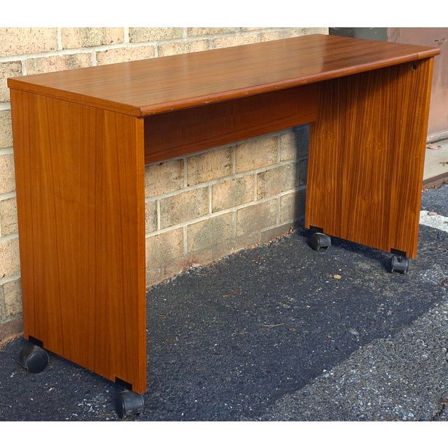 Late 20th Century Late 20th Century Scandinavian Danish Modern Teak Rolling Desk For Sale - Image 5 of 9