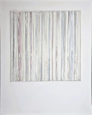 In-Line 16*20 Mixed Media Painting Art by Carrie Bergey - White Red Grey Brown
