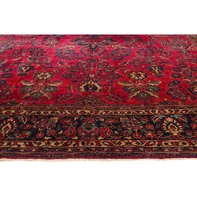 Antique Red Persian Sarouk Rug - 10'01 X 15'09 For Sale - Image 4 of 9