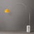 Overhead light without the ceiling work - a half-dome mustard arc lamp in satin nickel and white marble, 95 inches of...
