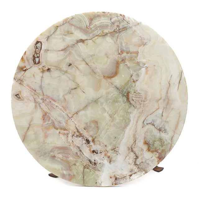 Gemstone Round Coffee Table in Wrought Iron & Onyx, 1950s For Sale - Image 7 of 10