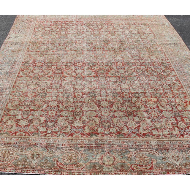 Measures: 10'0 x 13'0 Antique Persian Sultanabad Rug with Refined Allover Pattern Soft Red 10'0 x 13'0. Keivan Woven Arts/...