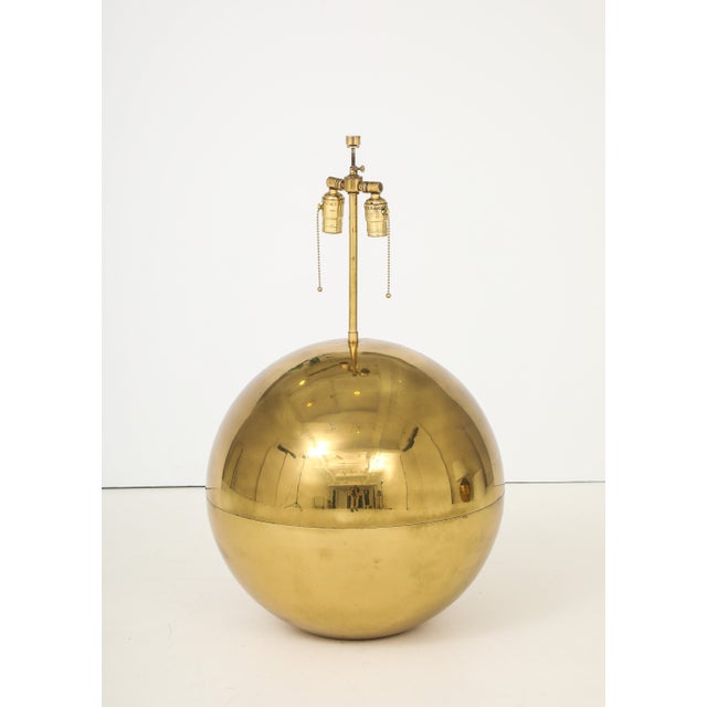 Karl Springer Orb Brass Large and Small Table Lamps For Sale - Image 9 of 18