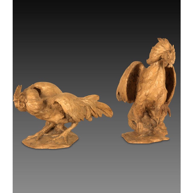 Antique Italian Terracotta Cockerels, 1850, Set of 2 For Sale - Image 3 of 8