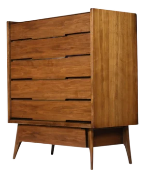 Hoke Wood Products Mid-Century Modern Walnut High Boy Dresser