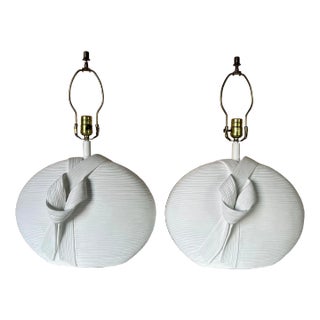 Vintage Sculptural Draped Plaster Table Lamps - a Pair For Sale