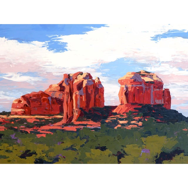 Parting Clouds, Sedona by Hadley Rampton | Oil on Masonite Landscape of red rock formations and clouds. For Sale