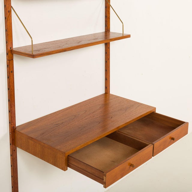 Wood Mid-Century Modern Danish Shelving Unit with Desk, 1960s For Sale - Image 7 of 14