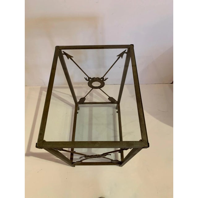 Iron & Glass Neoclassical Style End Table With Arrow Motife For Sale - Image 11 of 13
