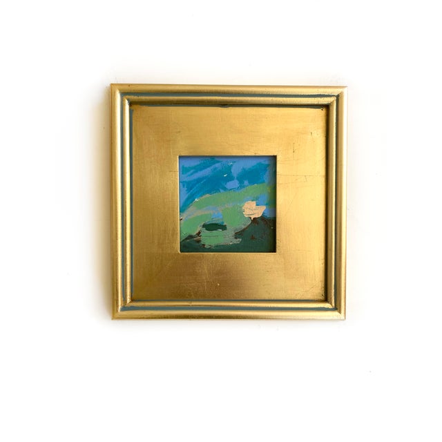 Two original mini paintings by Jessalin Beutler in a set with matching gold frames. Artwork is mixed media on canvas...