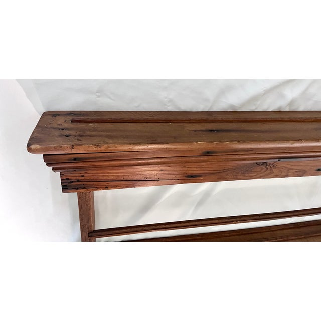 Early 20th Century Vintage English Stained Pine Two-Shelf Wall Plate Rack For Sale - Image 5 of 11