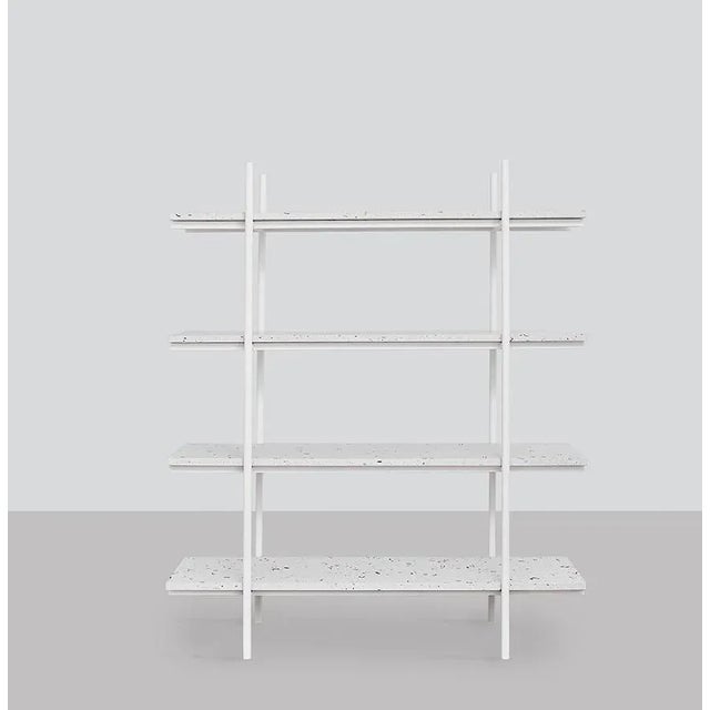 Terazzo bobo shelf by llot llov dimensions: w 160 x d 39 x h 135 cm materials: powder coated steel, glacier surface, nail...