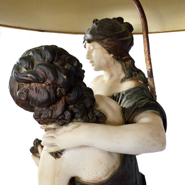 White 1940s Large Italian Figurative Lamp With Original Shade For Sale - Image 8 of 10