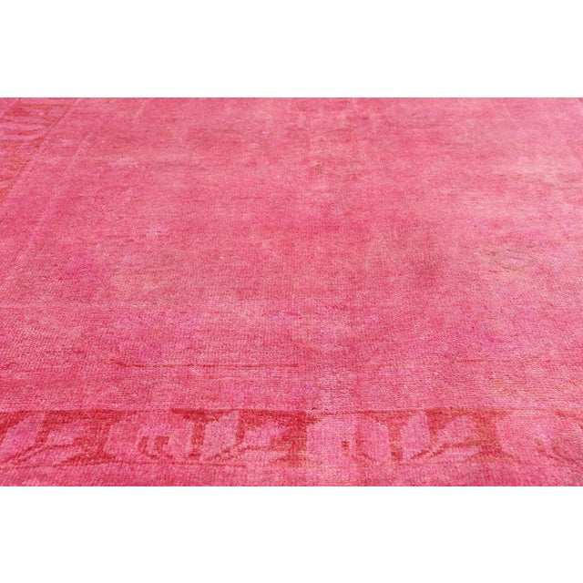 Mid 20th Century Vintage Turkish Pink Oushak Rug, 04'05 X 09'04 For Sale - Image 5 of 10